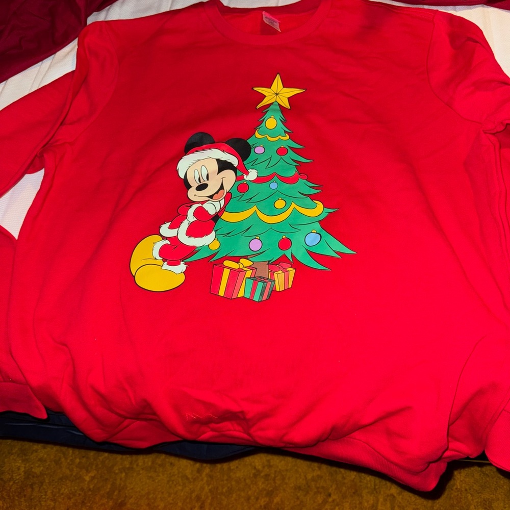 Disney Red Sweatshirt with Festive Design NWOT